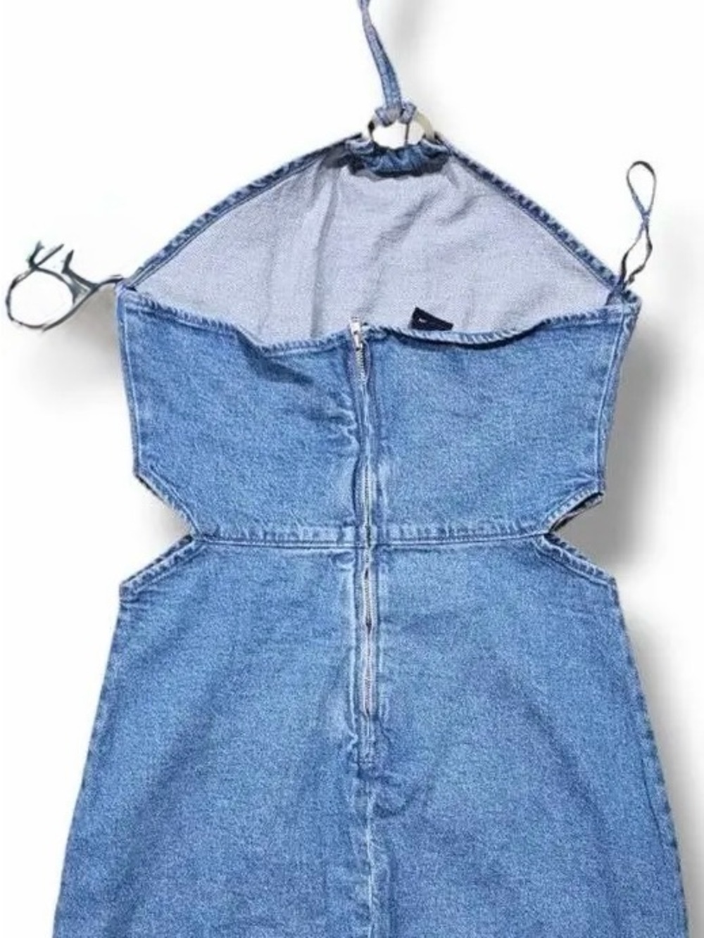 GAP Light Blue Denim Halter Cutout Dress - Picture 2 of 2